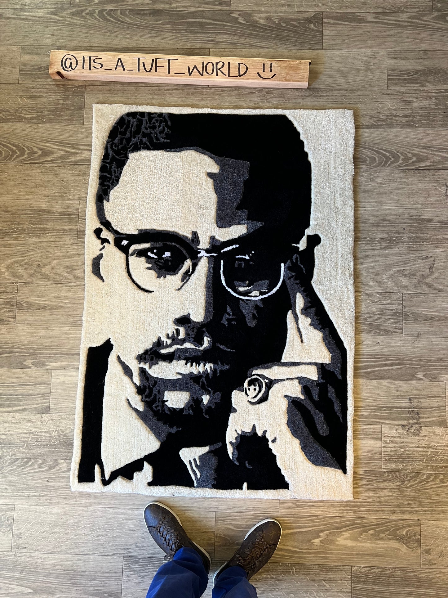 Malcolm X Portrait Rug